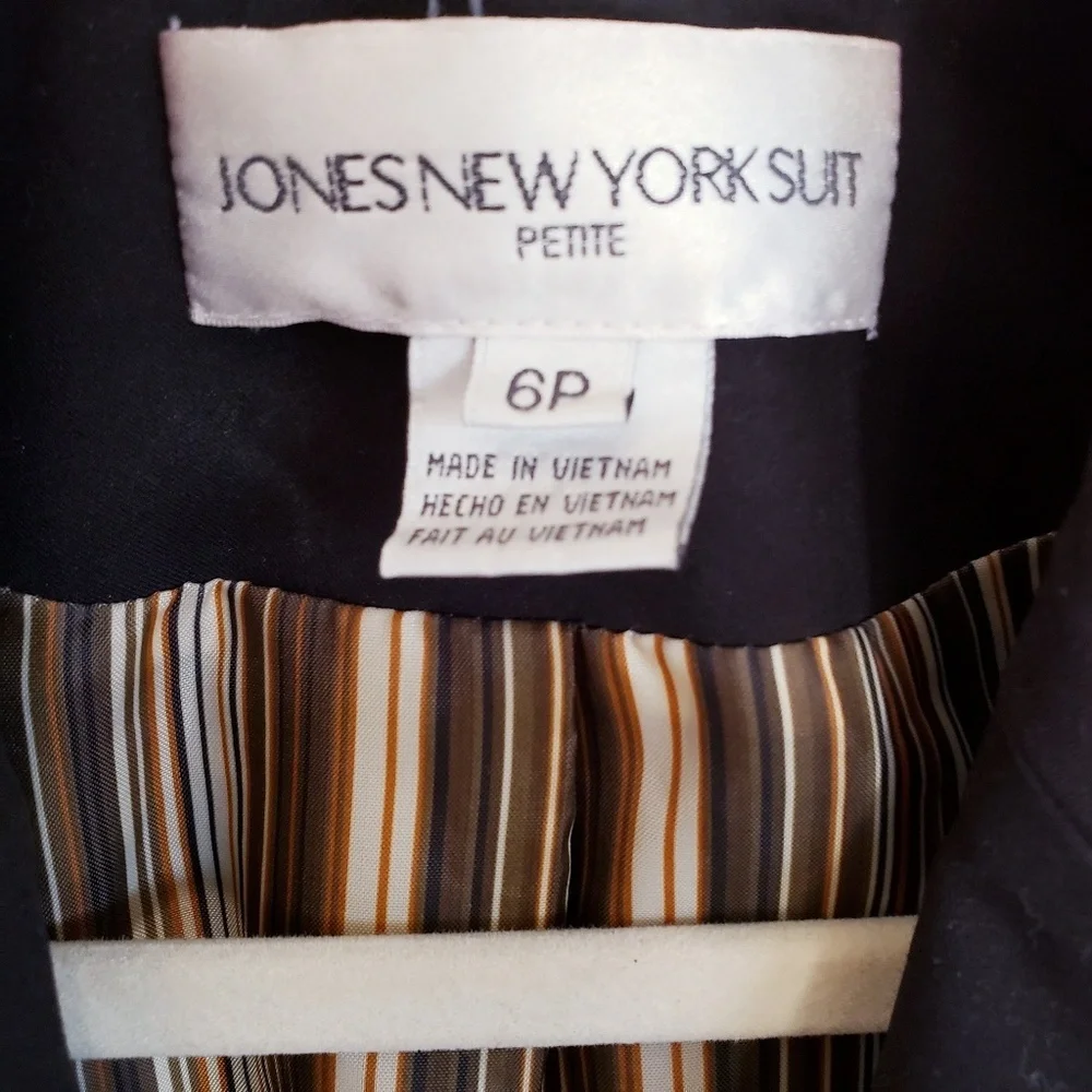 Jones NY Suit Blazer Size 6P Black One Button